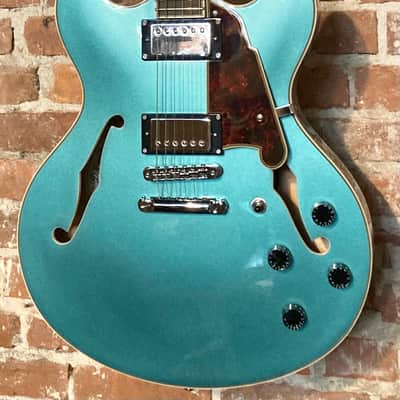 New D'Angelico Premier DC Semi-Hollow Double Cut, Stop-Bar Tailpiece, Ocean Turquoise, Buy Indie! image 1