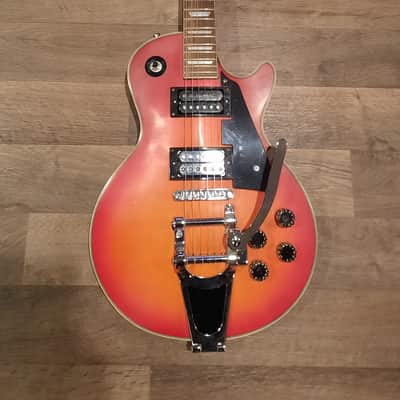 Harmony H-90 w/Bigsby-style Vibrato, Single Cut Late 70s Lawsuit Era Red Cherryburst image 1