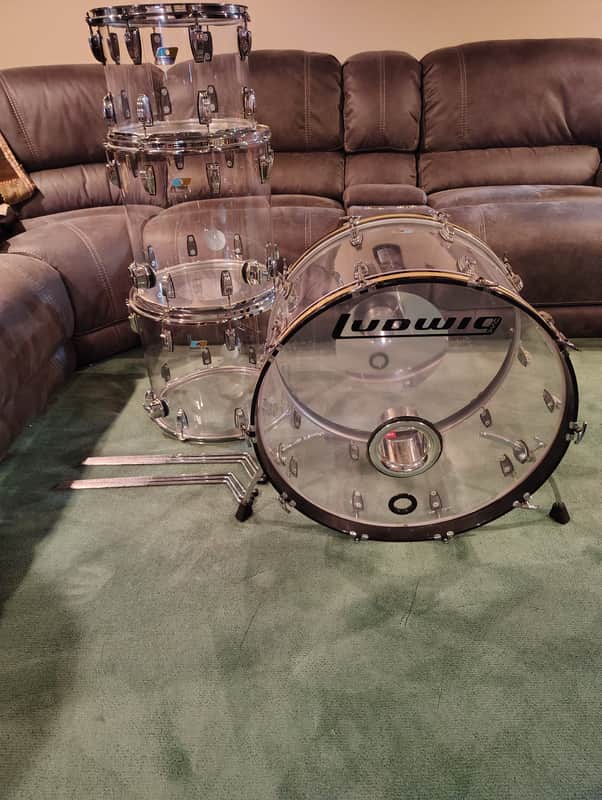 Ludwig Vistalite Reissue Zep Outfit 10x14 / 16x16 / 16x18 / 14x26" Drum Set 2001 - Present - Clear image 1