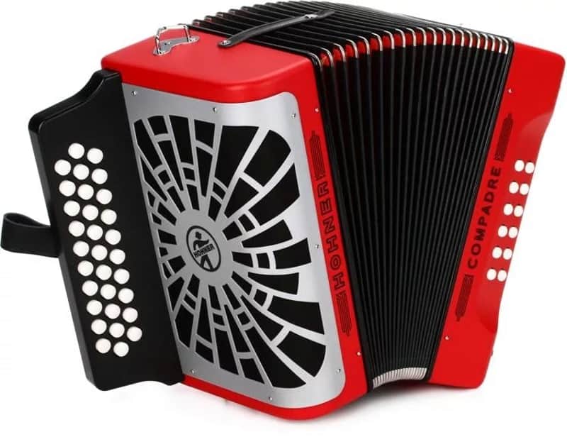 NEW Red Hohner Compadre Diatonic Button Accordion FBbEb Fa 31 12 image 1