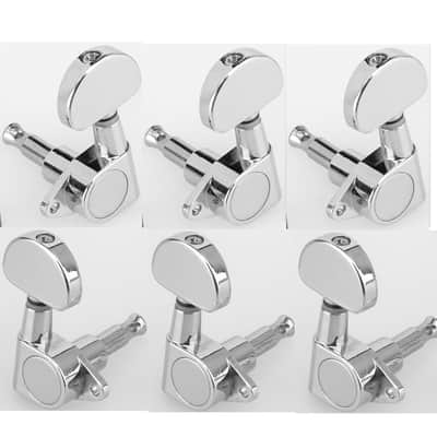 Musiclily 3+3 Set Sealed Tuning Pegs Keys Machine Heads Tuners For Les Paul Epiphone Guitar,Chrome image 1