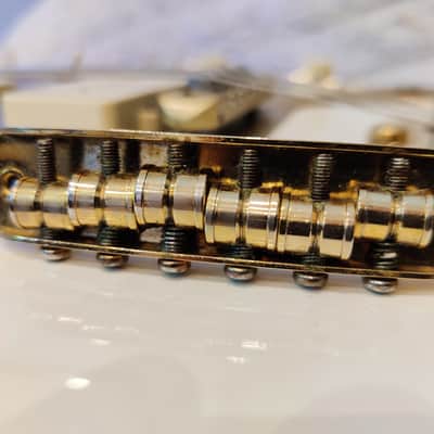 Gold Fender Squier Jaguar/Jazzmaster/Mustang Bridge 52mm String Spacing with Thimbles & Loctite Applied image 1