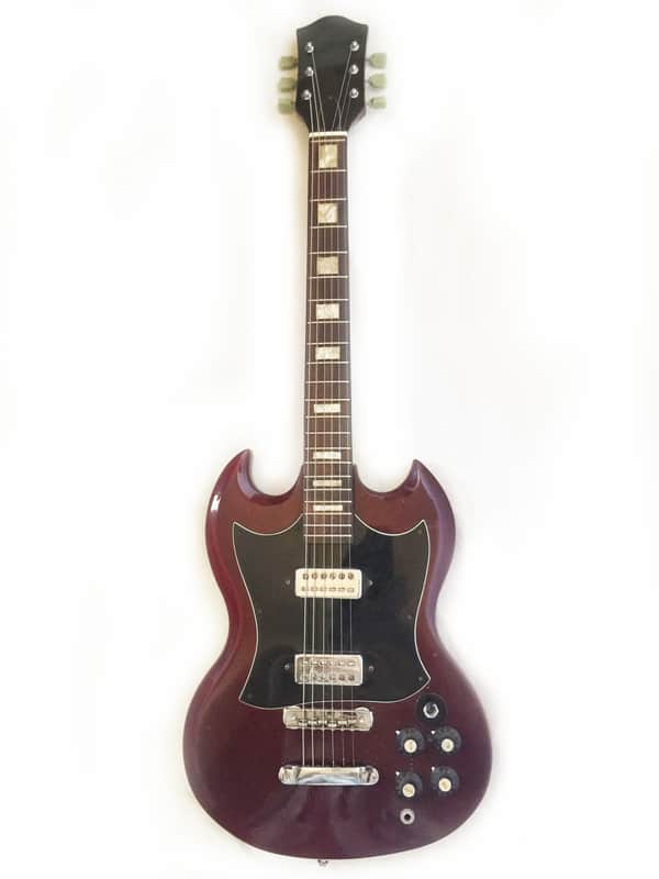 Vintage Kinor SG Electric Guitar - 1969. Made in Japan. Transparent Cherry. image 1