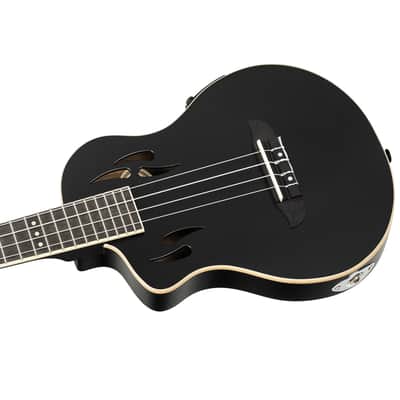 Ortega RTPS-U-SBK-L TourPlayer Series Spruce Top Mahogany Neck 4-String Tenor Electric Ukulele w/Gig Bag For Left Hand Player image 10