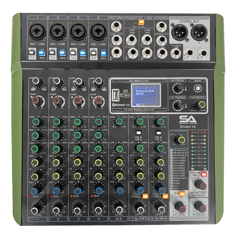 Seismic Audio 10 Channel Mixer Console with Bluetooth Streaming, USB and Effects image 1