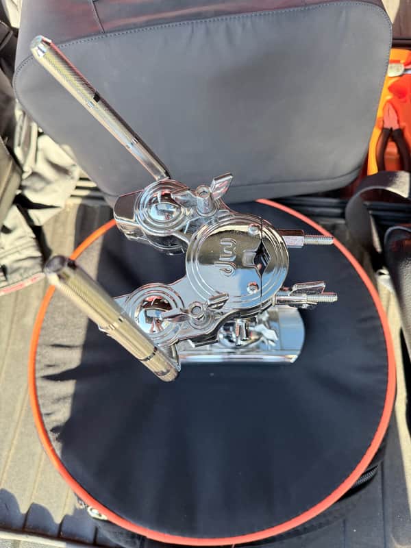 DW Bass Drum Double Tom Mount w/ Slide Track, Drum Workshop Collector’s Series in Chrome, DWSP458 image 1