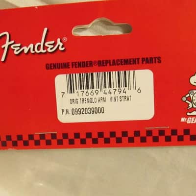 New Genuine Fender American Vintage Strat Tremolo Arm - White Right Hand USA Fender 099-2039-000 American Vintage Stratocaster Tremolo Arm 2010s - Chrome image 2