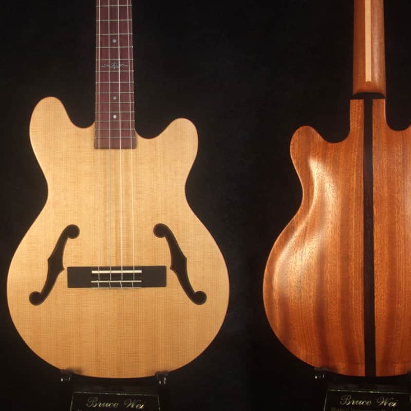 Handcrafted Baritone Ukulele, ArchBack, 4 String, Solid Spruce & Mahogany, Soft-bag, Bruce Wei UP19-2003-1 image 1