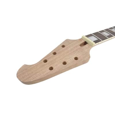 Electric Guitar Neck Triangular head 22 Fret 628mm Mahogany Rosewood Electric Guitar Head Necks Normal nut Bolt on heel With Binding Block Inlay image 5