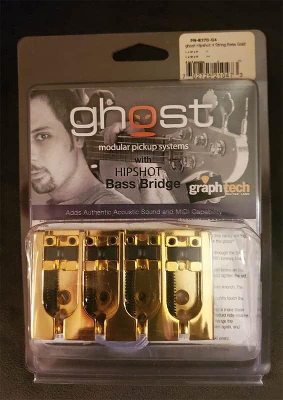 Graph Tech Ghost PN-8370-G4 Loaded Hipshot A-Style Bridge for Bass-Gold image 1
