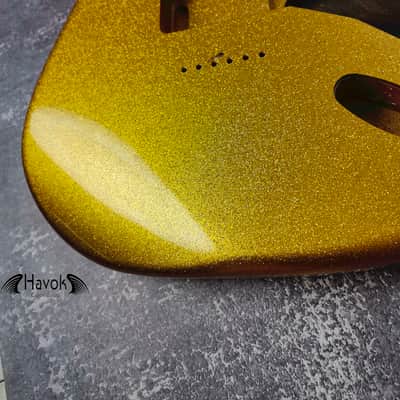 Hard Tail Diamond Gold 2PC Mahogany Strat Type Body High Gloss, Custom S-Style Body, High Gloss Vintage Part Gadget DIY Building Kit, ST Replacement image 2