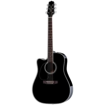 Takamine Dreadnought Cutaway Left Handed Acoustic Electric Guitar - Gloss Black image 2