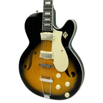 Silvertone Semi-Hollow w/ Trapeze 2 mini-hum PU's - Tobacco Burst (1446TTSB) image 7