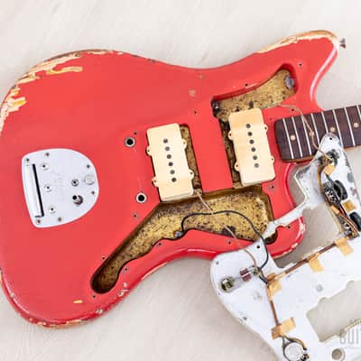 1963 Fender Jazzmaster Pre-CBS Vintage Guitar Fiesta Red w/ Blonde Case image 22