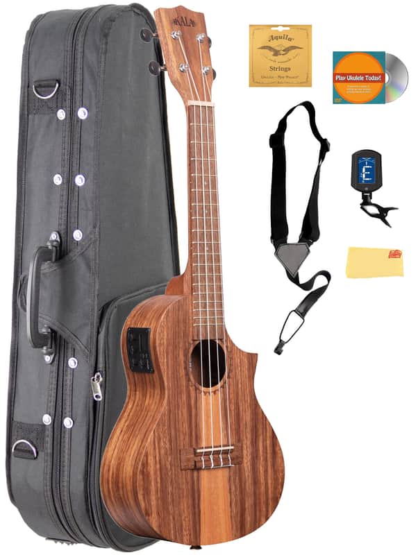 Kala KA-TK-C-CE Teak Tri-Top Concert Acoustic-Electric Ukulele w/ Case image 1