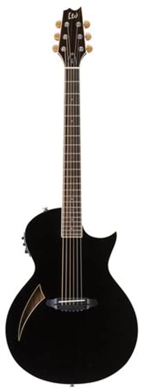 ESP LTD TL-6 Thinline Acoustic Electric Guitar Black image 1