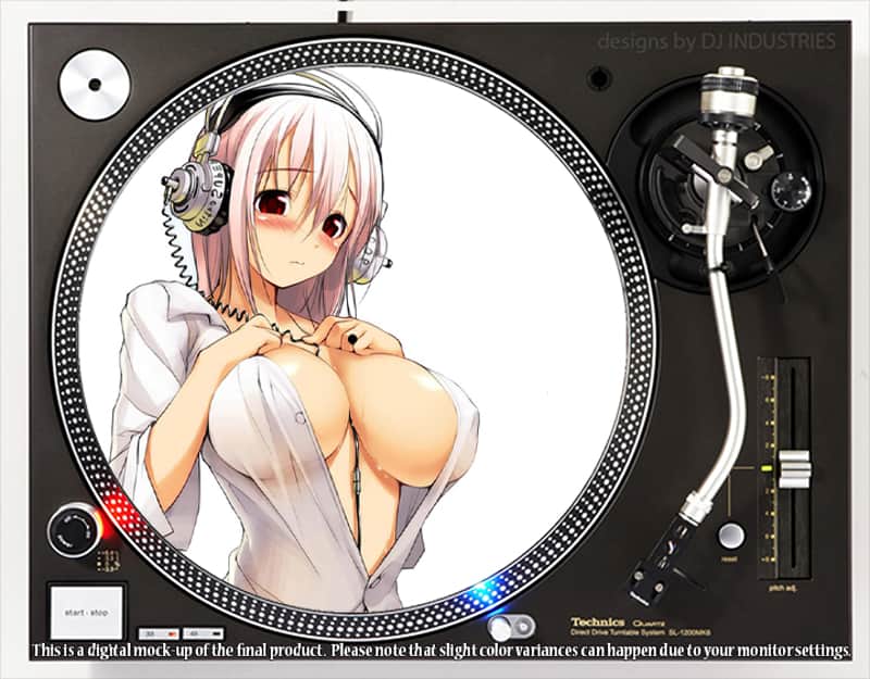 DJ Industries - Anime Headphone Girl Color - DJ slipmat for vinyl LP record player turntable image 1