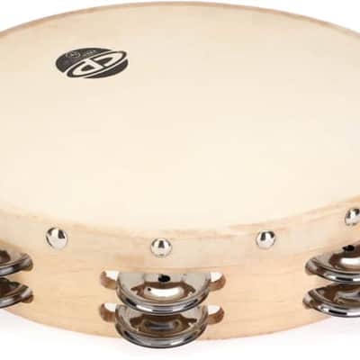 Latin Percussion CP380 CP 10" Double-Row Wood Tambourine with Head - Natural image 2