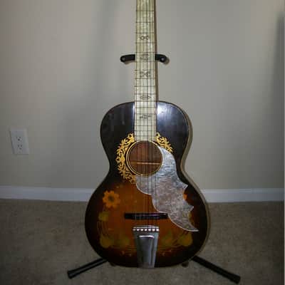 ornate 1930s  Stella Parlor Acoustic Guitar image 1