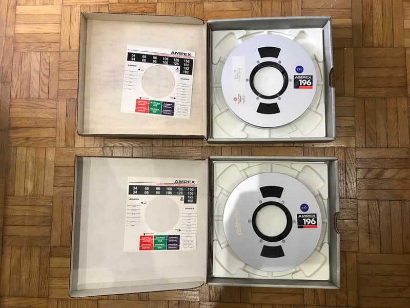 AMPEX 196 Grand Master Tapes: set of two 1-inch x 6.40 PAL reel to reel image 1