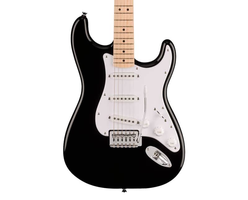 Used Squier Sonic Stratocaster Electric Guitar - Black w/ Maple FB image 1