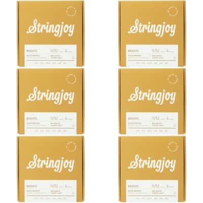 Stringjoy Brights 80/20 Bronze Acoustic Guitar Strings - Super Light Gauge (6-Pack) image 1