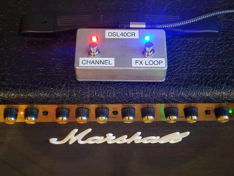 Custom 2-Button Red/Blue LED Footswitch for Marshall DSL40CR DSL100HR DSL20CR DSL20HR (With 10-Foot TRS Cable) - PEDL-90012 image 1