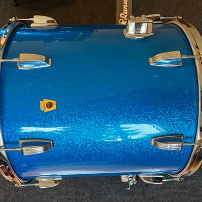 1960s Ludwig Drum Set Blue Sparkle 22/13/16 w/ bonus 14" image 8