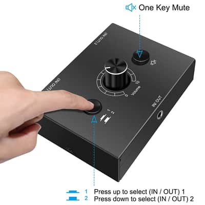 3.5mm Audio Switch Switcher Splitter 2x1/1x2 Bi-Directional Switcher image 4