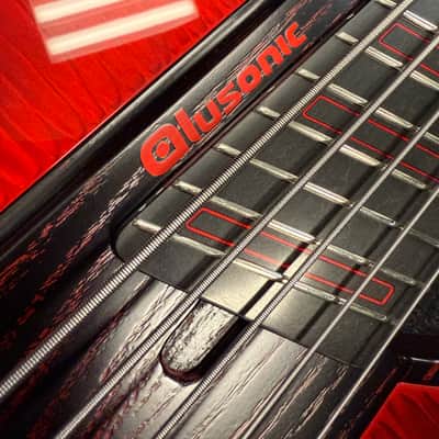 Alusonic The Doom 5 - Red/black flamed aluminum Headless Multiscale bass image 3