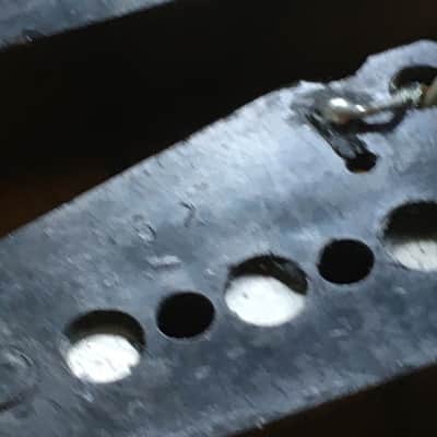 3 Vintage Fender Strat Pickups Set Squier? Black Plastic Bobbin Staggered Poles image 13