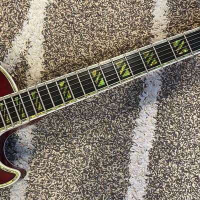 2000 Edwards/ESP E-LP-117 CTM MIJ MADE IN JAPAN Les Paul Custom/Supreme Type Burl Maple Top Abalone Binding See Thru Red image 5