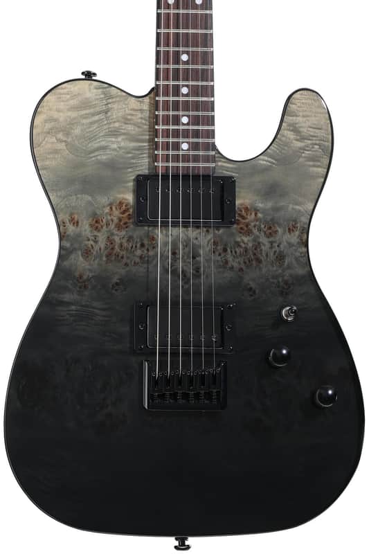 Schecter PT Standard Electric Guitar - Black Fade Burst Burl image 1
