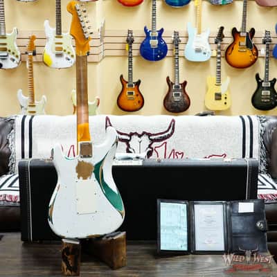Fender Custom Shop Wild West White Lightning Stratocaster HSS Floyd Rose Rosewood Board 22 Frets Heavy Relic British Racing Green 8.20 LBS image 10