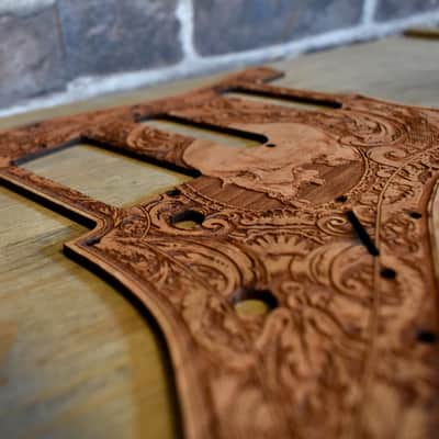 Handcrafted Cherrywood Pickguard for Fender Stratocaster HSS/SSS – Laser-Engraved Unique Design image 3