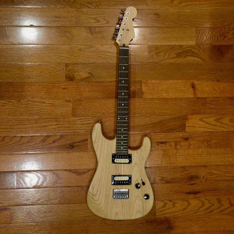 Super-Strat Style Electric Guitar - Natural Finish, Dual Humbucker, w/ Hardshell Case image 1