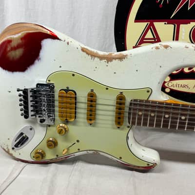 Fender USA Custom Shop Limited Edition White Lightning Stratocaster FR HSS 22 Guitar with COA + Case 2023 - Olympic White top / Candy Apple Red bottom / Rosewood fingerboard image 3