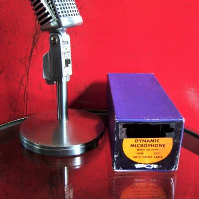Vintage 1960's Calrad DM-16 dynamic microphone Satin Chrome w accessories image 1