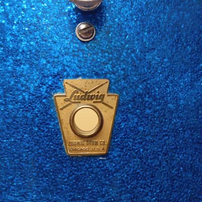 1960s Ludwig 15x12 Blue Sparkle Marching Snare Pre Serial Keystone  3 Ply image 8