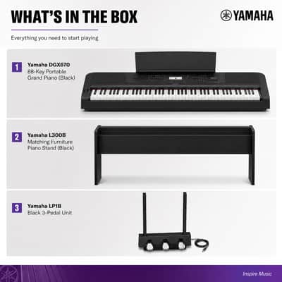 Yamaha DGX670 88-Key Portable Grand Piano Bundle with Stand and Pedal (Black) image 6