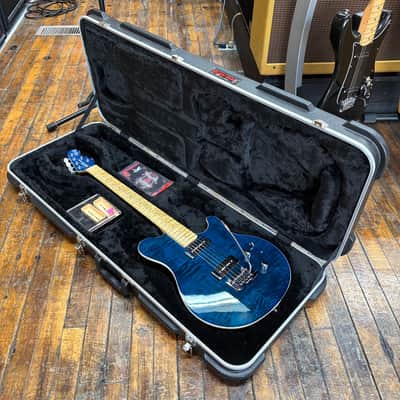 Ernie Ball Music Man Axis Super Sport MM90 Tremolo Electric Guitar 2012 Translucent Blue w/Hard Case image 11