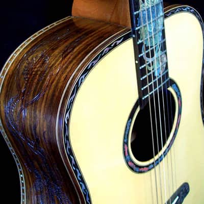 Blueberry Handmade Dreadnought Acoustic Guitar Dragon Motif Built to Order image 13