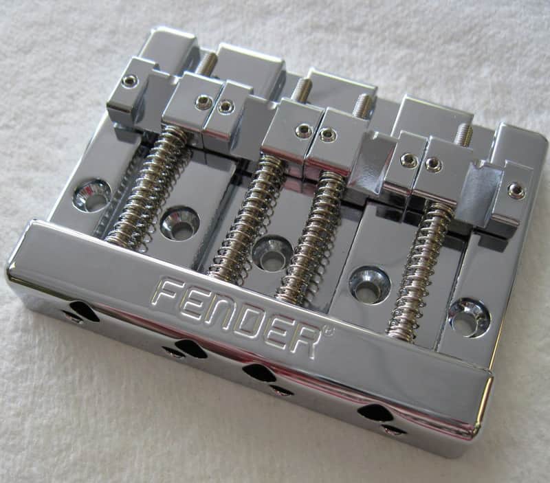 Fender 099-4408-000 HiMass 4-String Bass Bridge Assembly with Brass Saddles image 1