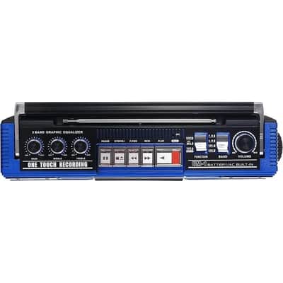 Bluetooth Portable Cassette Player Boombox – 4-Band AM/FM/SW Radio with USB, SD & MP3 Recording image 2