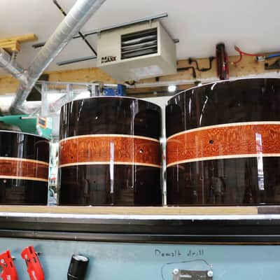 HHG Drums Wenge, Leopardwood, Curly Maple Segmented Kit  2022 Natural High Gloss Lacquer image 9