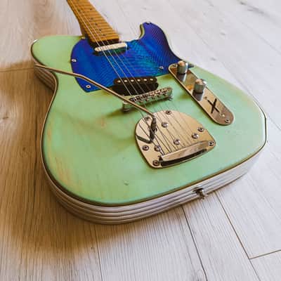 AVALAIBLE - The Surf Telemaster - Atomic Age Style Guitar - Relic Surf Green/Chrome/Reptile Crossover image 3