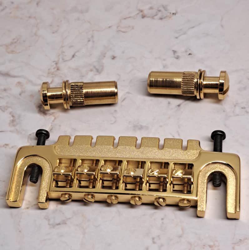 Ibanez Rare Vintage Short Stop Schaller Style Wraparound Guitar Bridge - Patent Pending Japan-70's - 90's - Gold Finish image 1