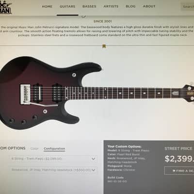 Ernie Ball Music Man JP6 Red Pearl Burst, Stainless Steel Frets, 2013, Piezo, EBMM petrucci hard case, all options! image 6