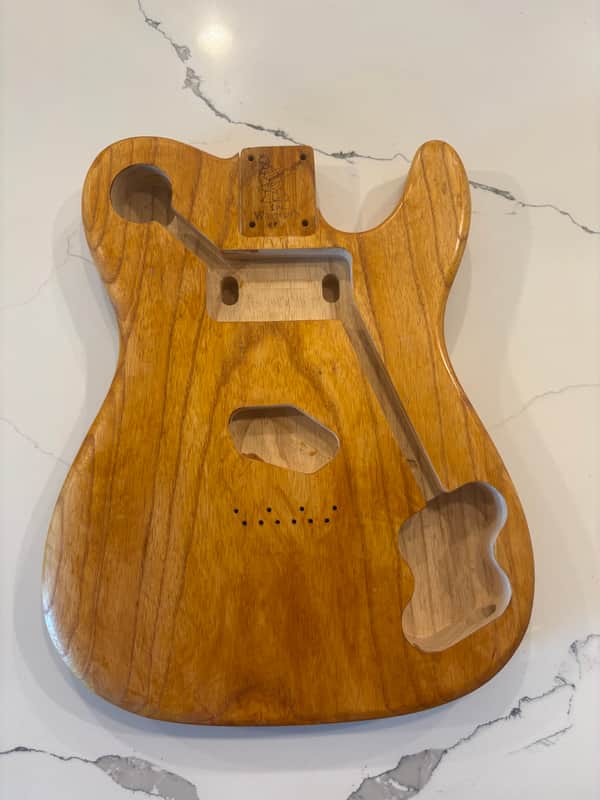 Warmoth Telecaster Body Natural Amber – Contoured – Universal Neck Rout – String Through image 1