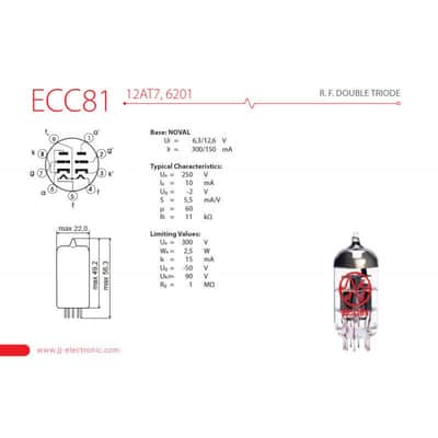 JJ Electronics Pre-Amp Tube ECC81 | 12AT7 Amp Valve image 2
